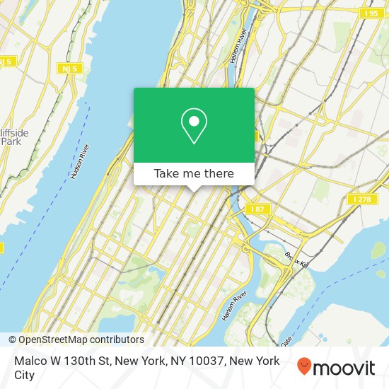 Malco W 130th St, New York, NY 10037 map