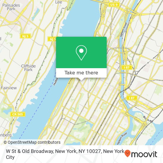 Mapa de W St & Old Broadway, New York, NY 10027