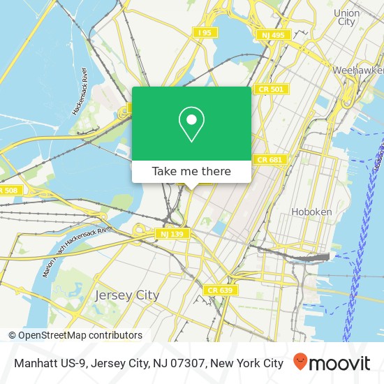 Mapa de Manhatt US-9, Jersey City, NJ 07307