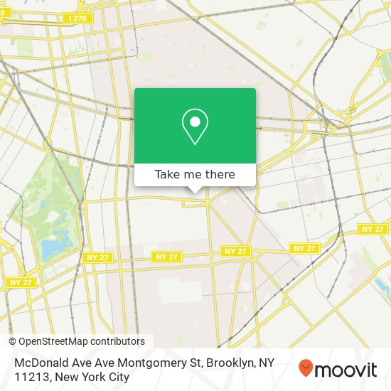 Mapa de McDonald Ave Ave Montgomery St, Brooklyn, NY 11213