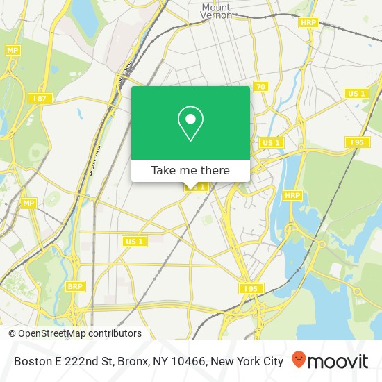 Mapa de Boston E 222nd St, Bronx, NY 10466