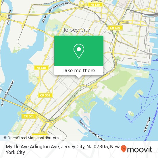 Mapa de Myrtle Ave Arlington Ave, Jersey City, NJ 07305