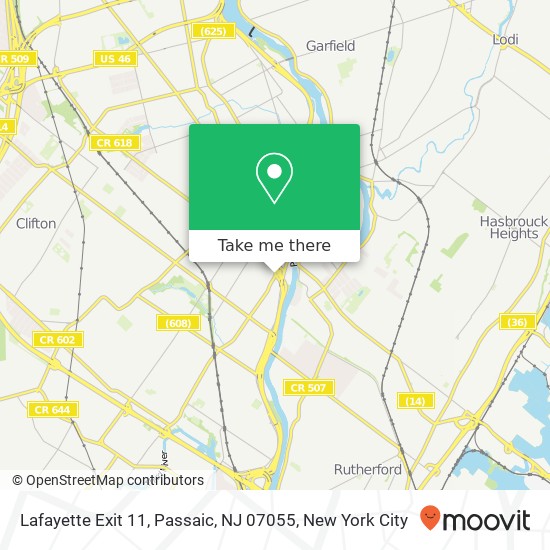 Mapa de Lafayette Exit 11, Passaic, NJ 07055