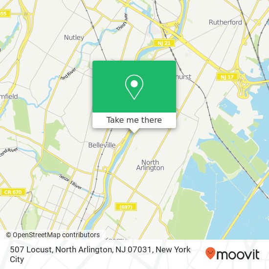 Mapa de 507 Locust, North Arlington, NJ 07031