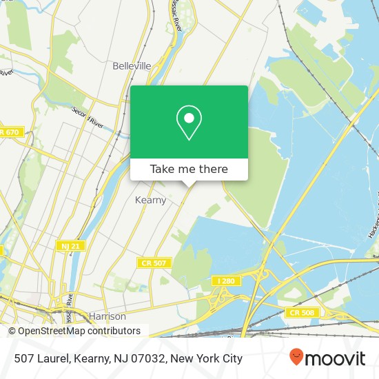 Mapa de 507 Laurel, Kearny, NJ 07032