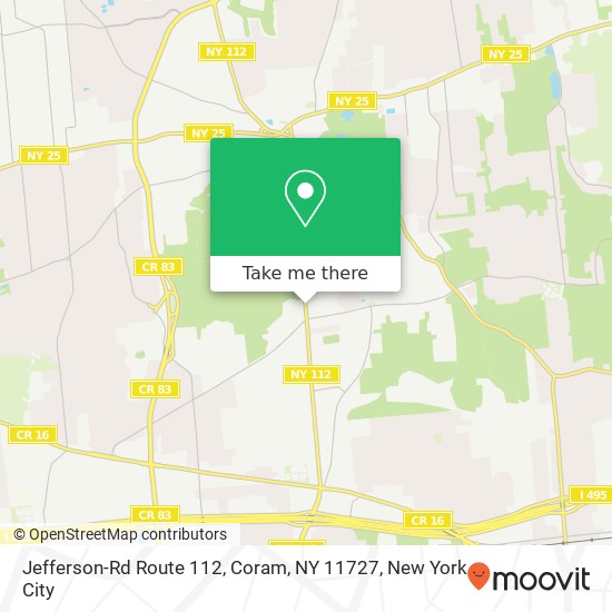 Mapa de Jefferson-Rd Route 112, Coram, NY 11727