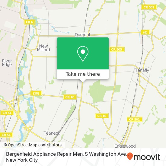 Bergenfield Appliance Repair Men, S Washington Ave map
