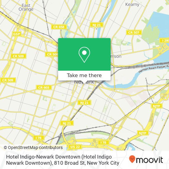 Mapa de Hotel Indigo-Newark Downtown (Hotel Indigo Newark Downtown), 810 Broad St