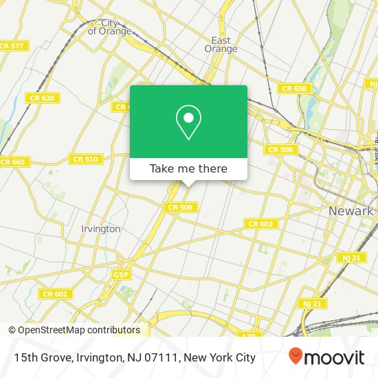 Mapa de 15th Grove, Irvington, NJ 07111
