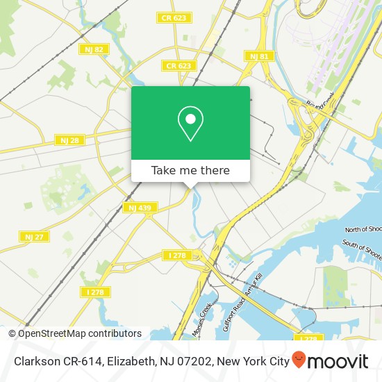 Mapa de Clarkson CR-614, Elizabeth, NJ 07202
