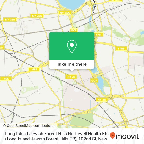 Long Island Jewish Forest Hills Northwell Health-ER (Long Island Jewish Forest Hills-ER), 102nd St map