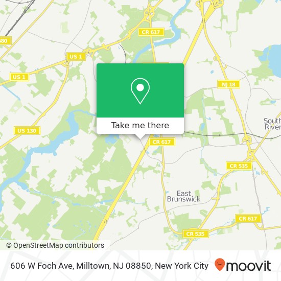Mapa de 606 W Foch Ave, Milltown, NJ 08850