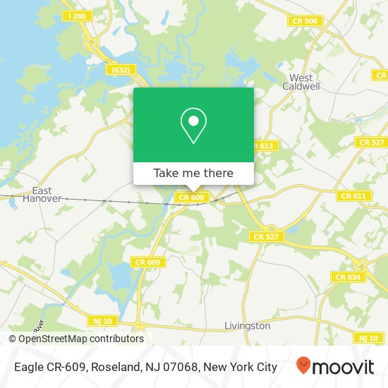 Mapa de Eagle CR-609, Roseland, NJ 07068