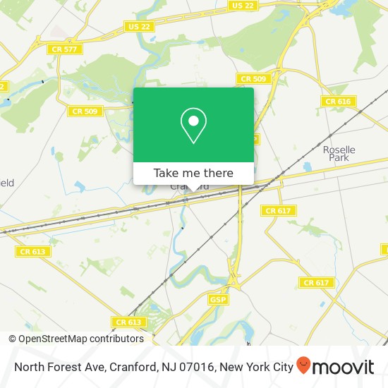 Mapa de North Forest Ave, Cranford, NJ 07016