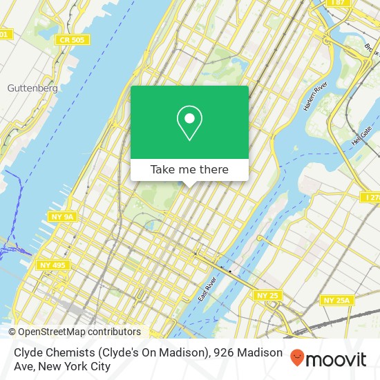 Mapa de Clyde Chemists (Clyde's On Madison), 926 Madison Ave