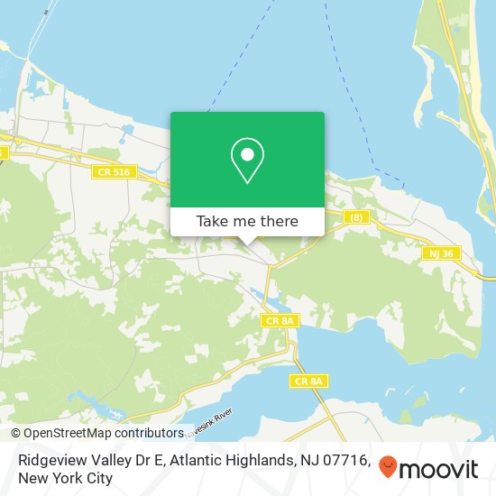 Mapa de Ridgeview Valley Dr E, Atlantic Highlands, NJ 07716