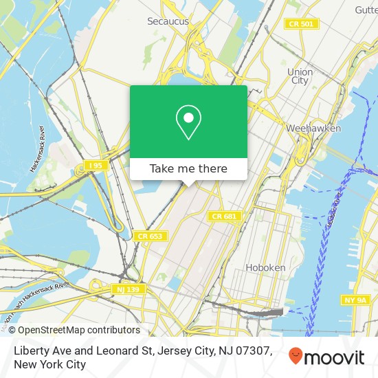 Mapa de Liberty Ave and Leonard St, Jersey City, NJ 07307