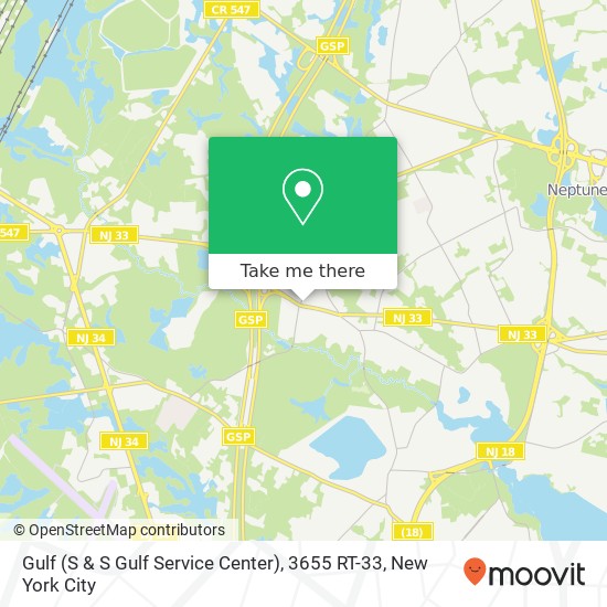 Mapa de Gulf (S & S Gulf Service Center), 3655 RT-33
