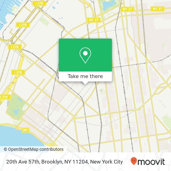 Mapa de 20th Ave 57th, Brooklyn, NY 11204