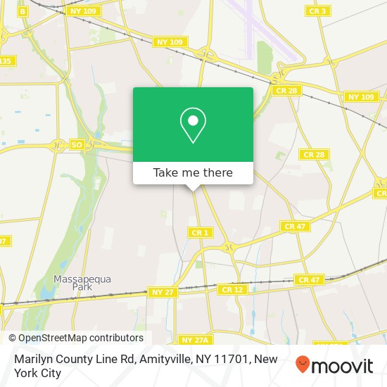 Mapa de Marilyn County Line Rd, Amityville, NY 11701