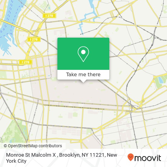 Mapa de Monroe St Malcolm X , Brooklyn, NY 11221