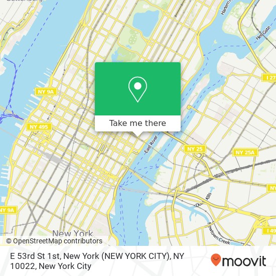 Mapa de E 53rd St 1st, New York (NEW YORK CITY), NY 10022