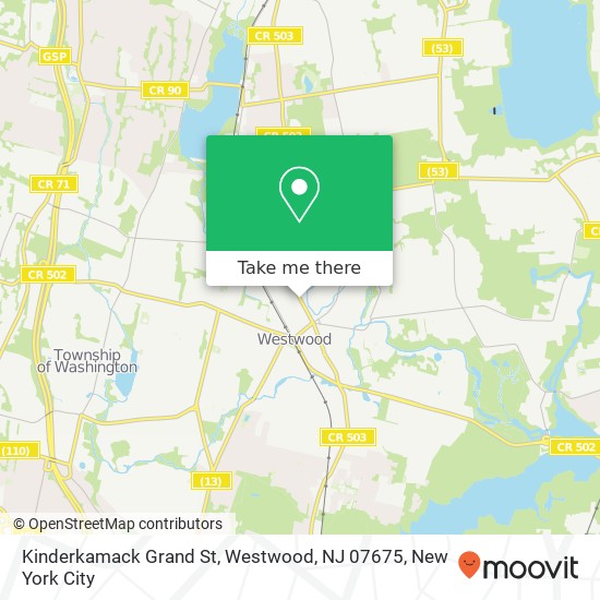 Mapa de Kinderkamack Grand St, Westwood, NJ 07675