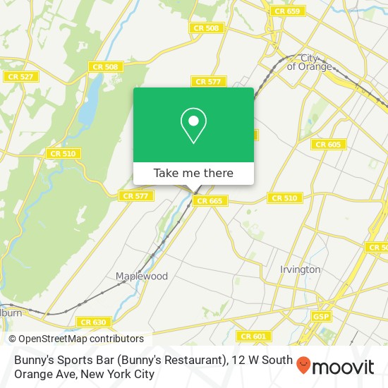 Bunny's Sports Bar (Bunny's Restaurant), 12 W South Orange Ave map