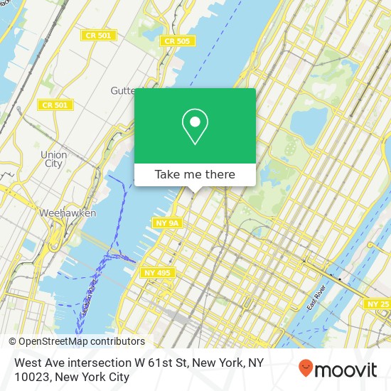 West Ave intersection W 61st St, New York, NY 10023 map