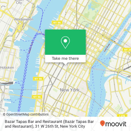 Mapa de Bazar Tapas Bar and Restaurant (Bazár Tapas Bar and Restaurant), 31 W 26th St