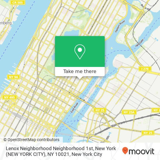 Lenox Neighborhood Neighborhood 1st, New York (NEW YORK CITY), NY 10021 map