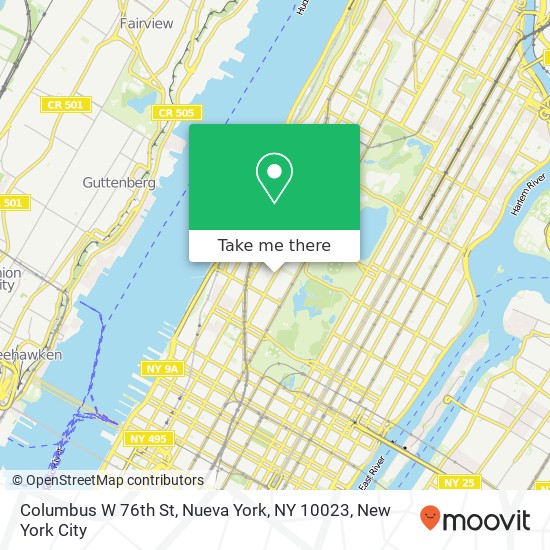 Columbus W 76th St, Nueva York, NY 10023 map