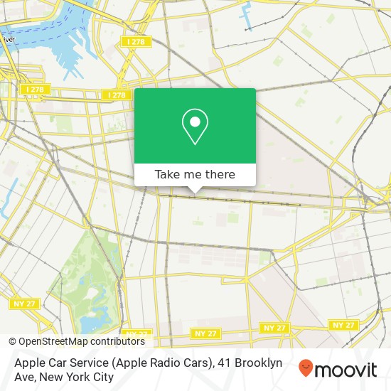 Mapa de Apple Car Service (Apple Radio Cars), 41 Brooklyn Ave