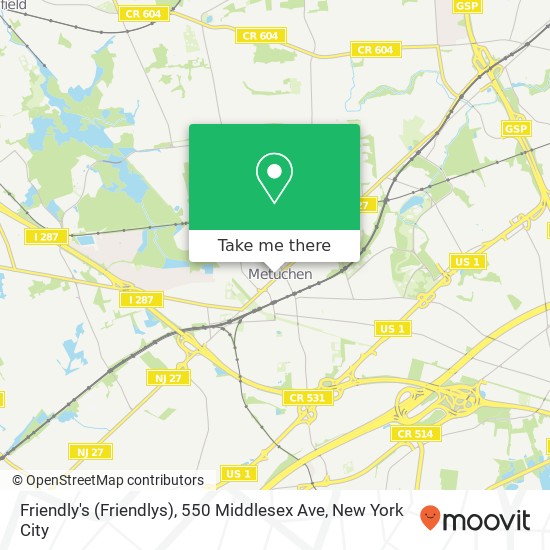 Mapa de Friendly's (Friendlys), 550 Middlesex Ave