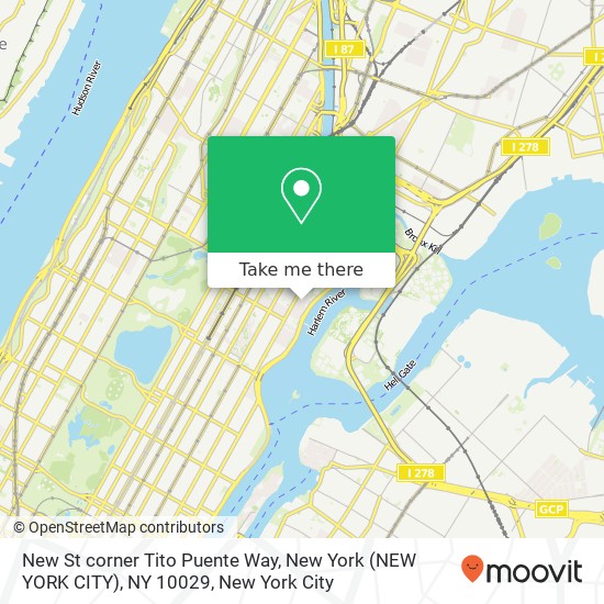 Mapa de New St corner Tito Puente Way, New York (NEW YORK CITY), NY 10029