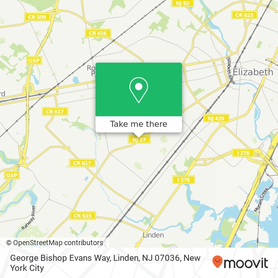 Mapa de George Bishop Evans Way, Linden, NJ 07036