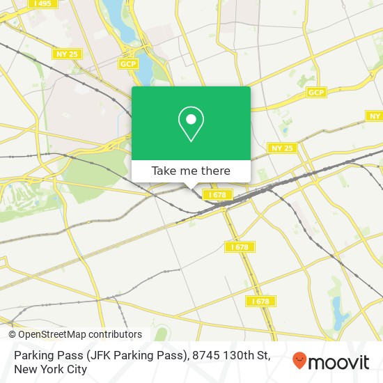 Mapa de Parking Pass (JFK Parking Pass), 8745 130th St