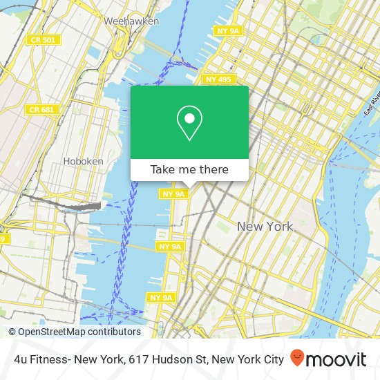 Mapa de 4u Fitness- New York, 617 Hudson St