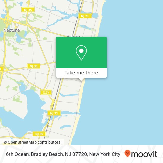 6th Ocean, Bradley Beach, NJ 07720 map