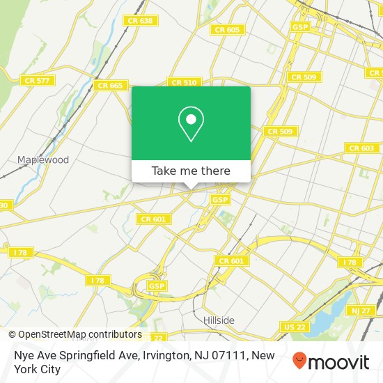 Nye Ave Springfield Ave, Irvington, NJ 07111 map