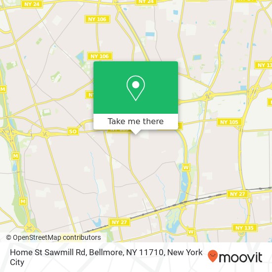 Mapa de Home St Sawmill Rd, Bellmore, NY 11710