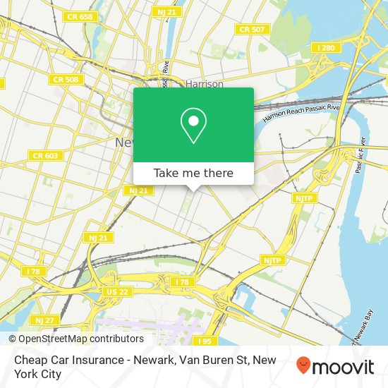 Mapa de Cheap Car Insurance  - Newark, Van Buren St