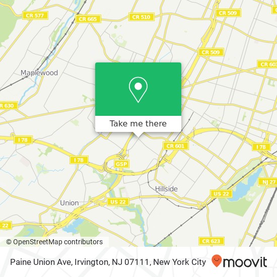 Mapa de Paine Union Ave, Irvington, NJ 07111