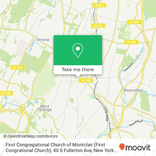 Mapa de First Congregational Church of Montclair (First Congrational Church), 40 S Fullerton Ave