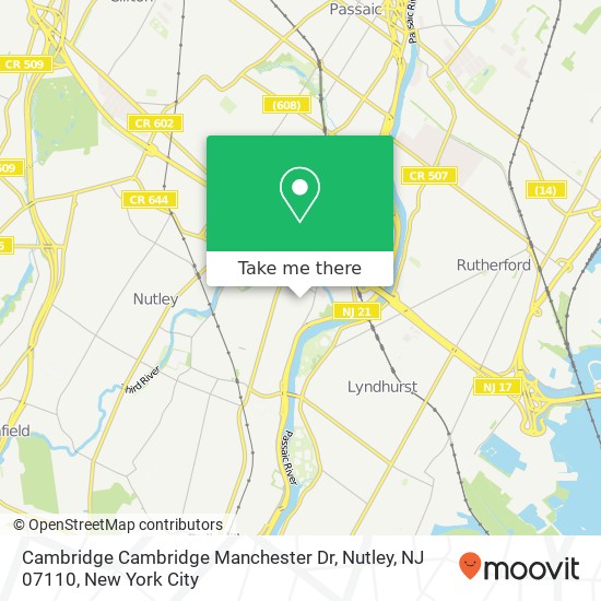 Mapa de Cambridge Cambridge Manchester Dr, Nutley, NJ 07110