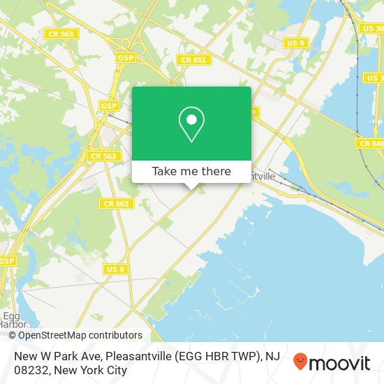Mapa de New W Park Ave, Pleasantville (EGG HBR TWP), NJ 08232