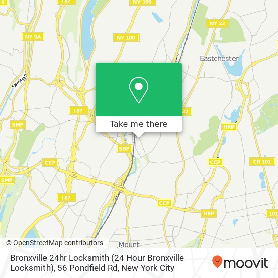 Mapa de Bronxville 24hr Locksmith (24 Hour Bronxville Locksmith), 56 Pondfield Rd