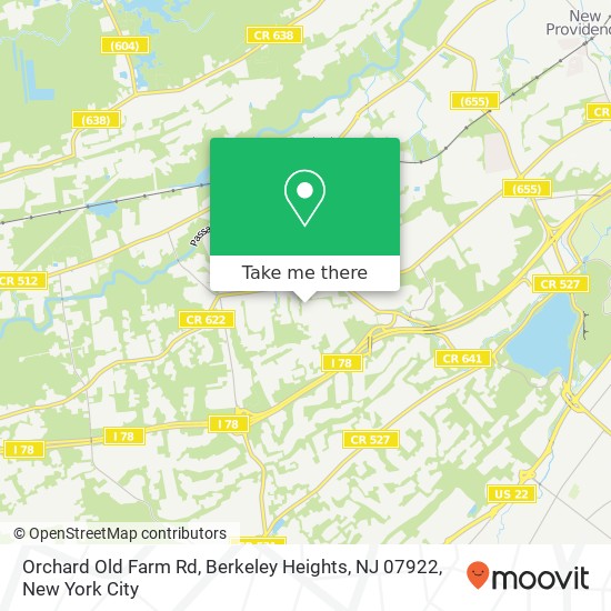 Mapa de Orchard Old Farm Rd, Berkeley Heights, NJ 07922