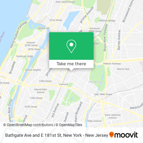 Bathgate Ave and E 181st St map