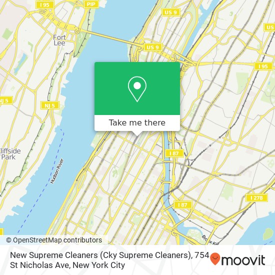 New Supreme Cleaners (Cky Supreme Cleaners), 754 St Nicholas Ave map